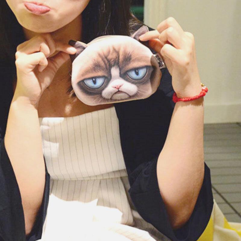 Women Cartoon 3D Cat Head Personality Cute Small Storage Bag Coin Bag - Trendha