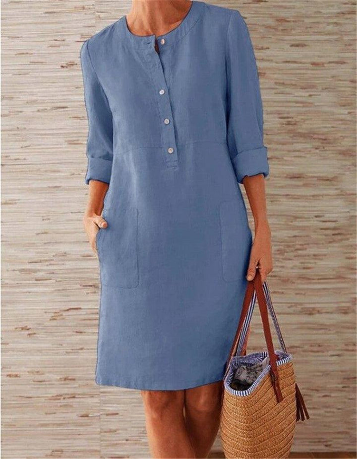 Flowy Cotton Linen Dress - Perfect for Comfortable Summer Wear - Trendha