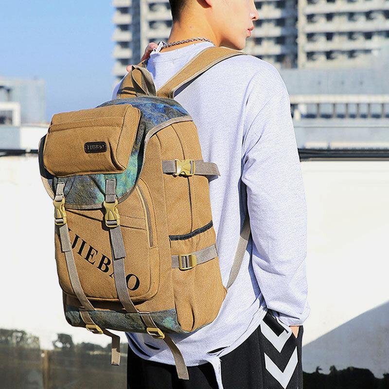 Men Canvas Large Capacity Tactical Outdoor Travelling 14 Inch Laptop Bag School Bag Backpack - Trendha