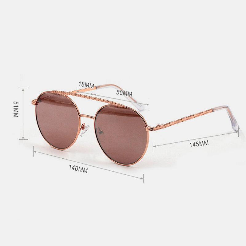 Unisex Positive Circle Metal Full Frame Fashion Casual UV Protection Sunglasses - Trendha