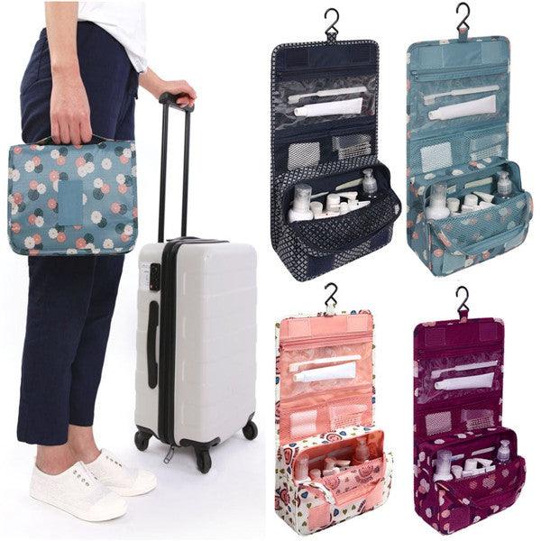 Zipper Hanging Toiletry Bags Floral Pattern Travel Organizer Case Women Cosmetic Makeup Bags - Trendha