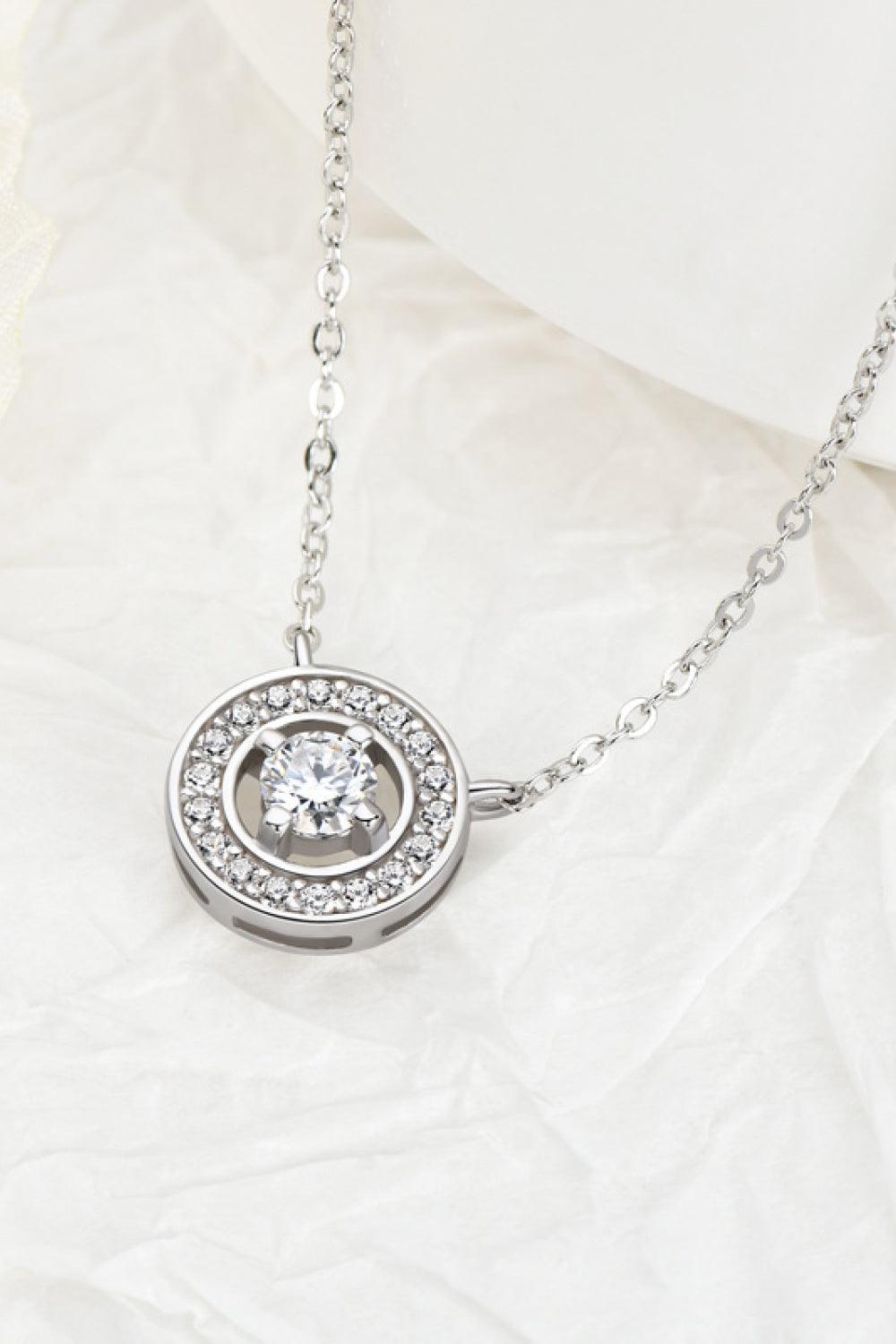 925 Sterling Silver Moissanite Geometric Pendant Necklace - Trendha