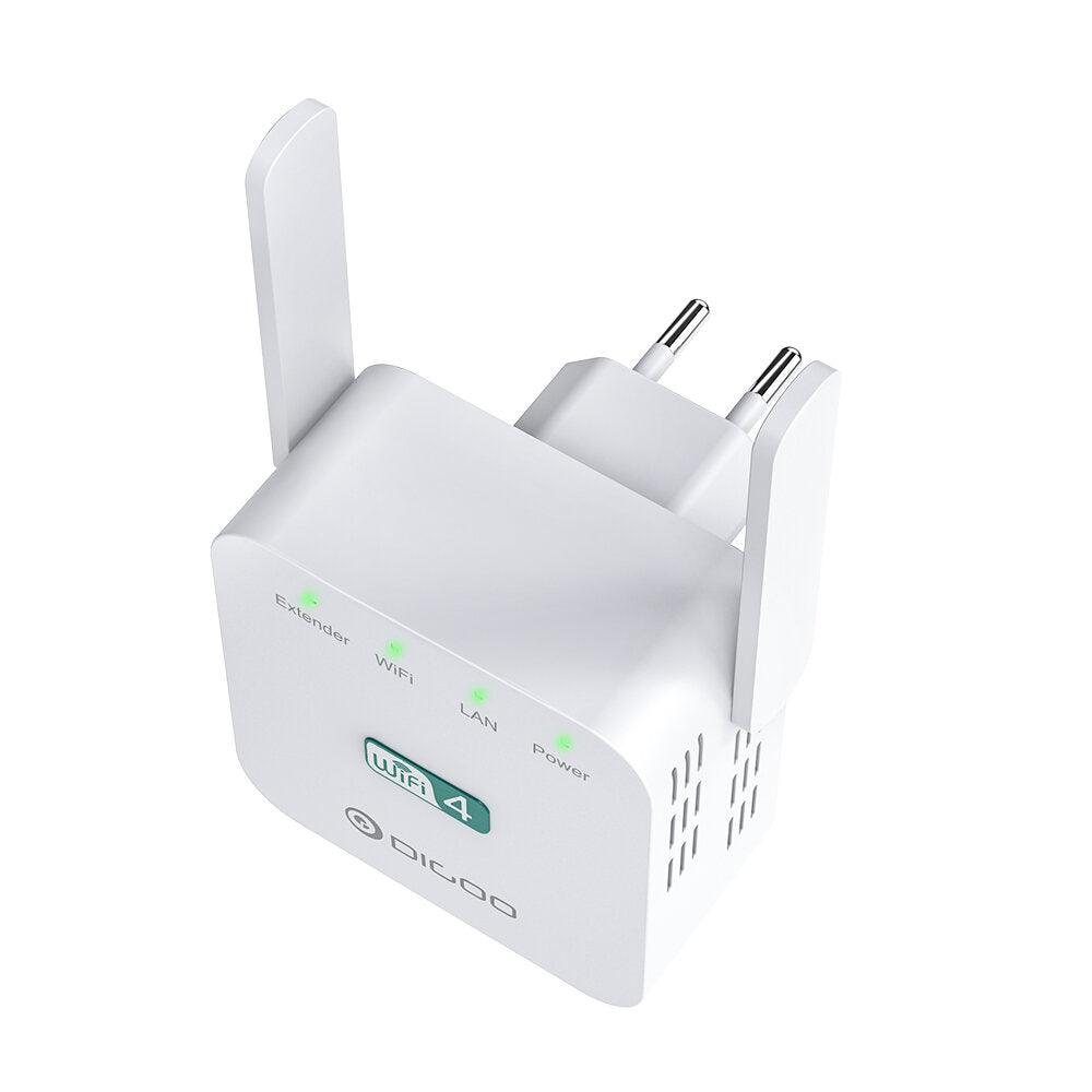 DIGOO DG-R611 300Mbps 2.4GHz WiFi Range Extender EU/US/UK Wall Plug Repeater Wireless Signal Booster Dual Antenna with Ethernet Port - Trendha