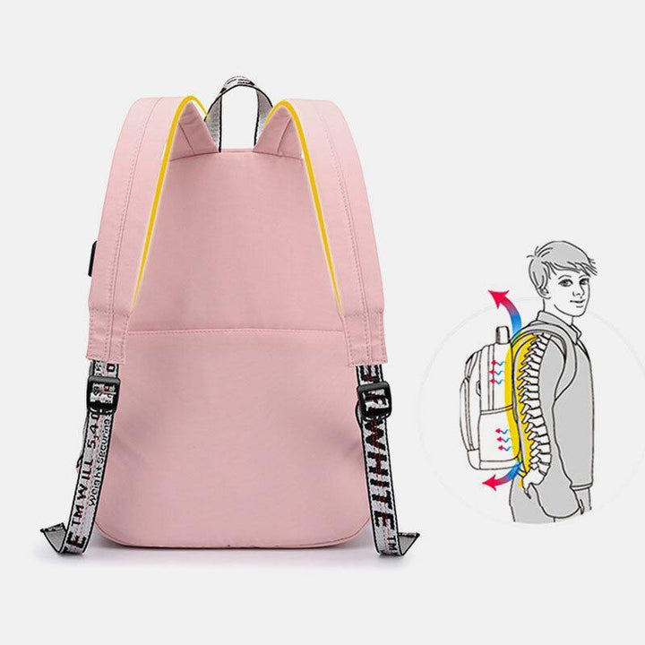 Women Large Capacity Casual Travel Outdoor Student School Bag With USB Charging Wear-resistance Backpack - Trendha