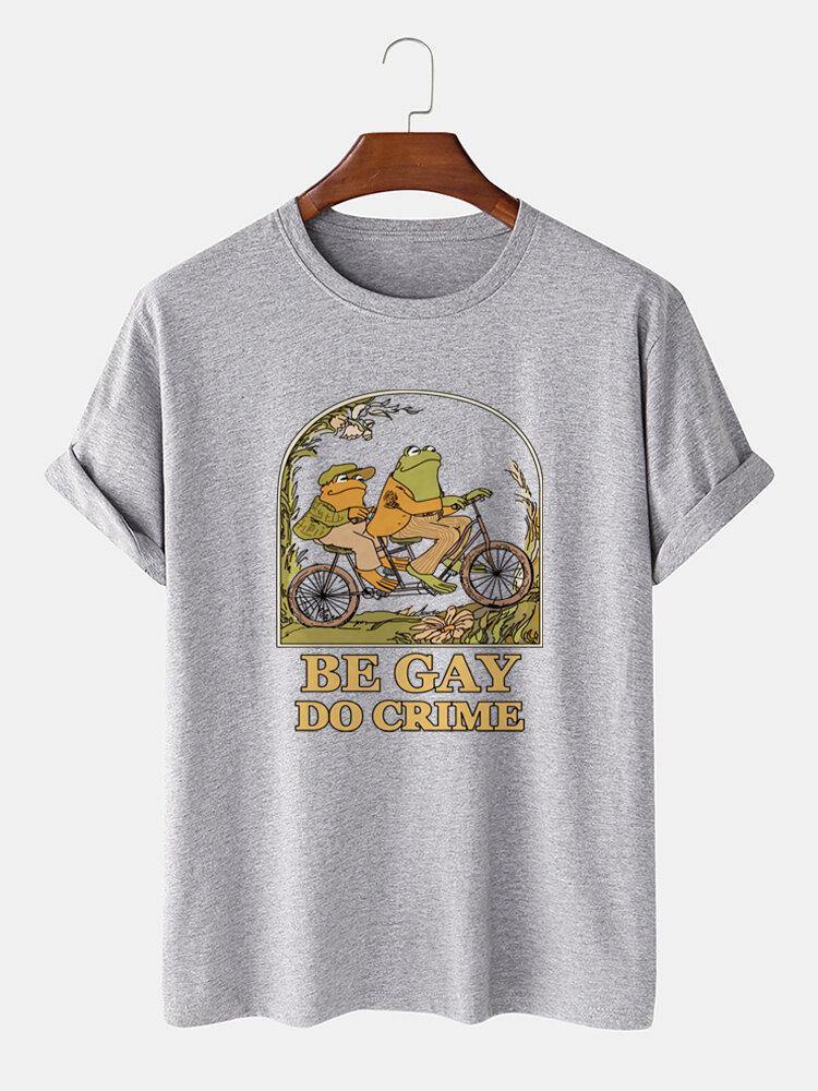 Mens Casual Cotton Frog Cartoon Short Sleeve T-Shirts - Trendha