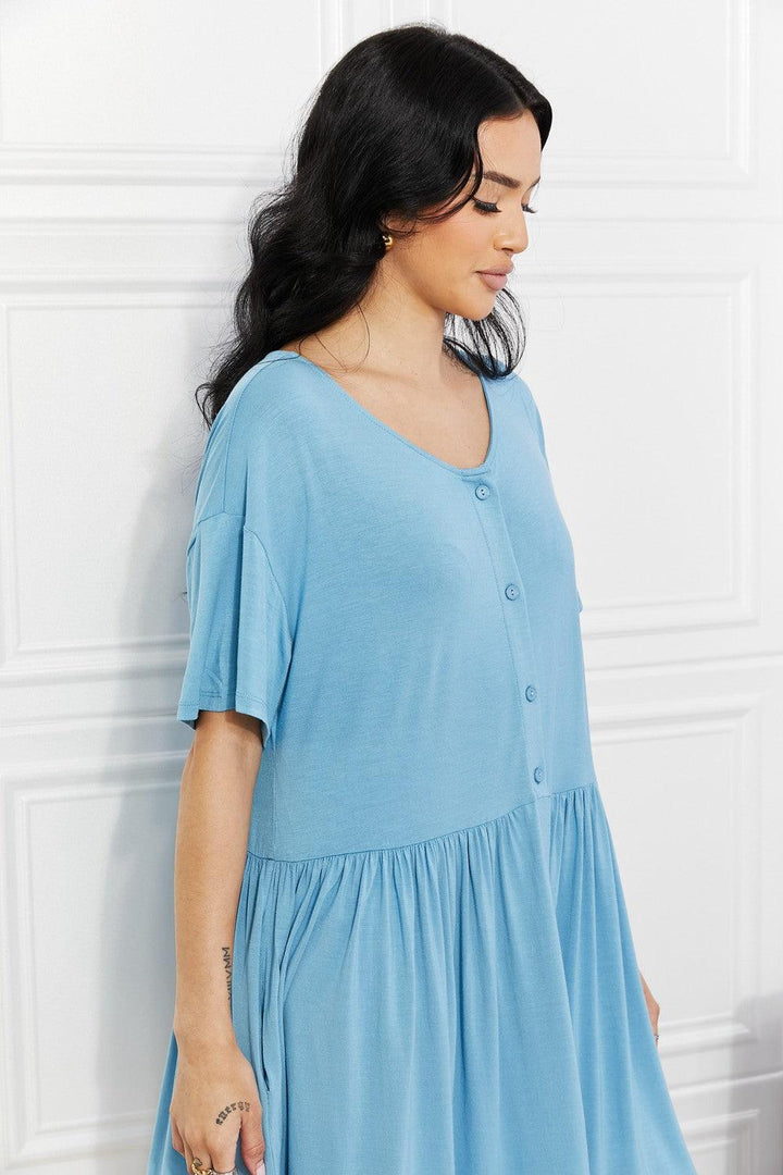 Yelete Full Size Oh Sweet Spring Button Up Flare Dress - Trendha
