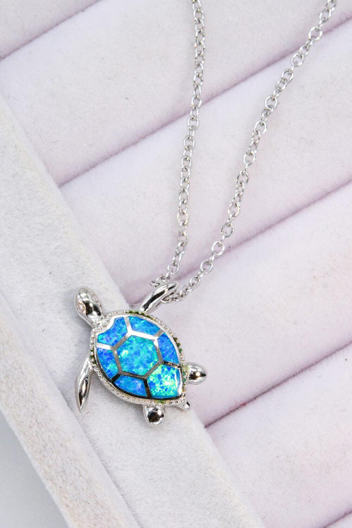 Opal Turtle Pendant Chain-Link Necklace - Trendha