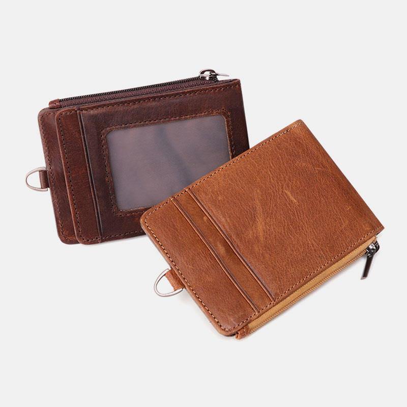Men Genuine Leather Casual Anti-Theft RFID Blocking Wallet Card Holder - Trendha