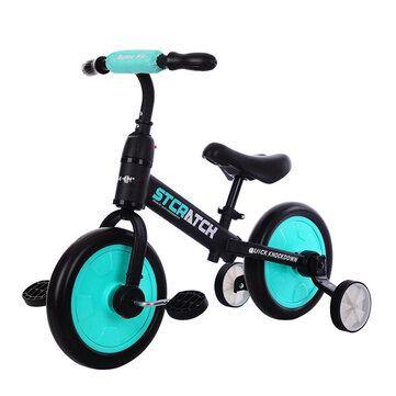 STCRATCK 4 In 1 12 inch Kid Balance Bike Children Tricycle with Auxiliary Wheel No Pedal Scoot Bike For Junior Walker Beginner Rider Training for 1-6 Years Old - Trendha