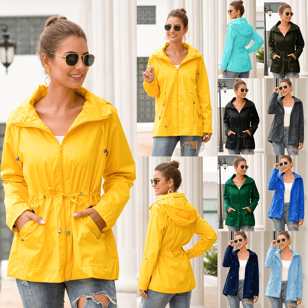 Hooded Water-Repellent Polyester Jacket