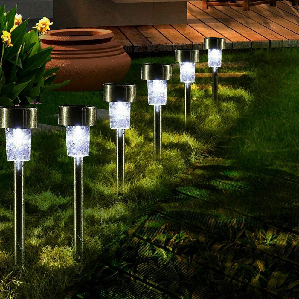 16pcs LED Solar Stainless Steel Lawn Lamps Garden Outdoor Landscape Path Light - Trendha