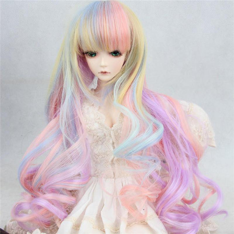 New 8-9'' 22-24cm 1/3 BJD SD Doll Wig Pink Ombre Long Curly Hair Cosplay Wig - Trendha