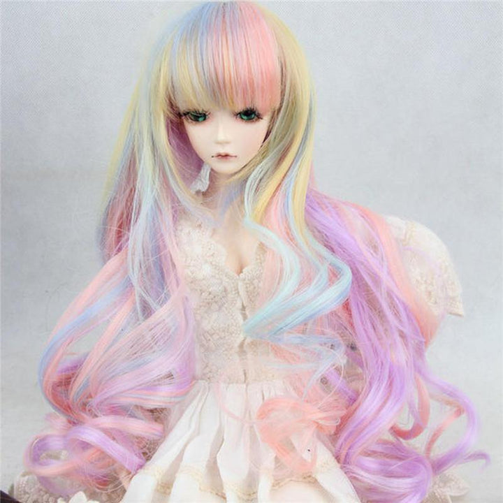 New 8-9'' 22-24cm 1/3 BJD SD Doll Wig Pink Ombre Long Curly Hair Cosplay Wig - Trendha