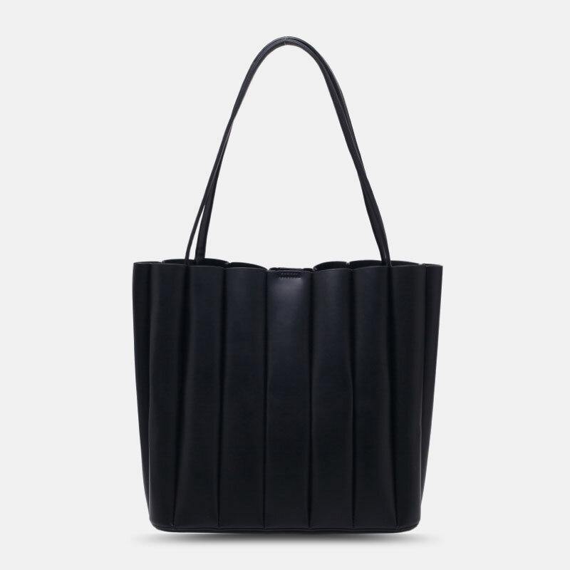 2 Pcs Women PU Leather Stripe Small Square Bag Large Capacity Ruched Bag Handbag Shoulder Bag - Trendha