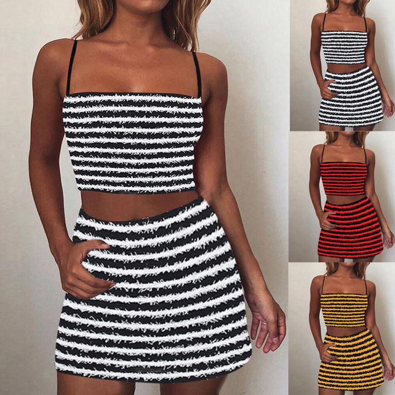 Women's Texture Striped Spaghetti Straps Suit Dress - Trendha