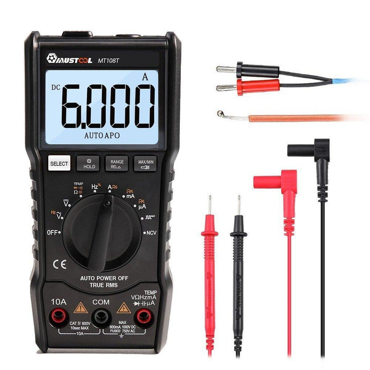 MUSTOOL MT108T Square Wave Output True RMS NCV Temperature Tester Digital Multimeter 6000 Counts Backlight AC DC Current/Voltage Resistance Frequency Capacitance - Trendha