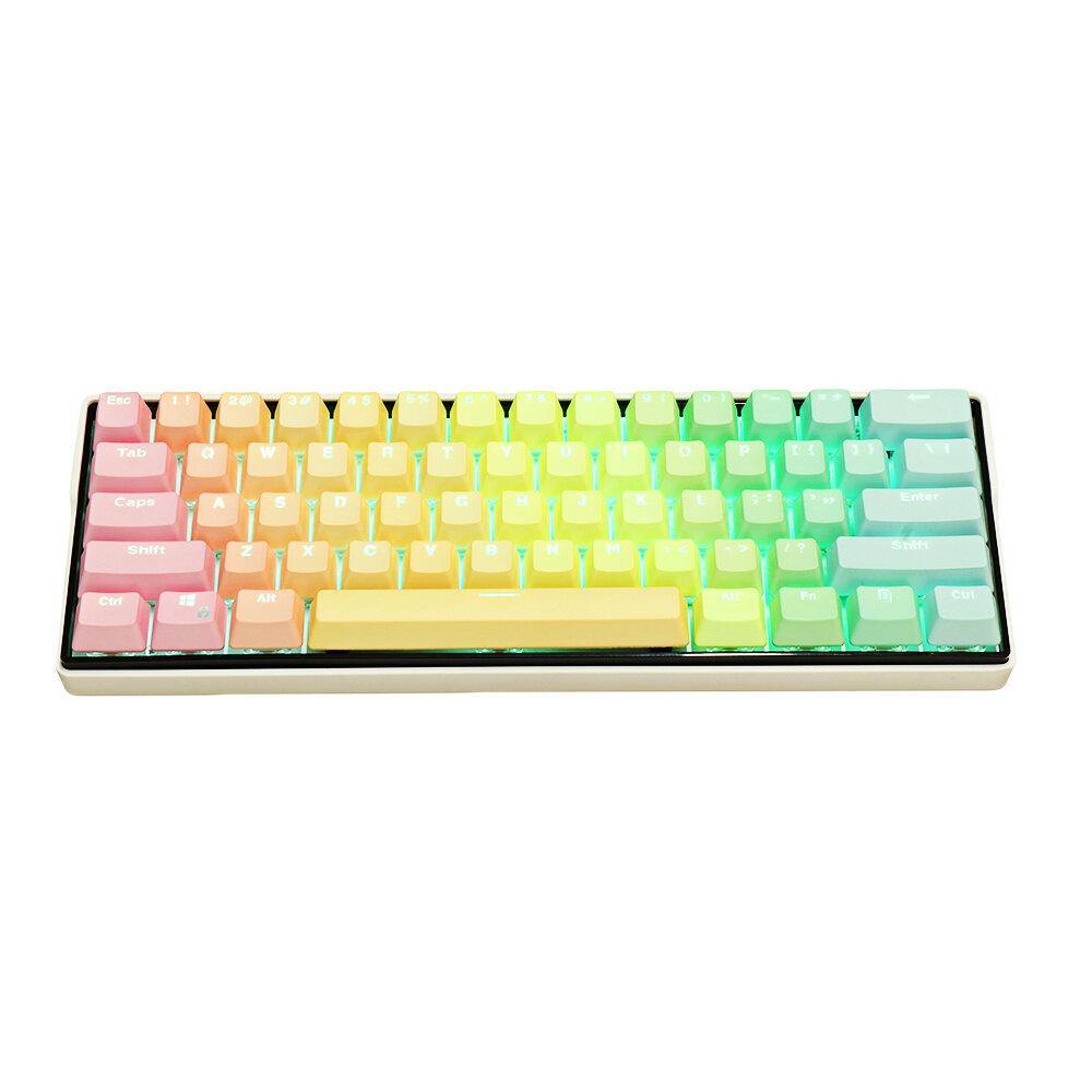104 Keys Rainbow Color Keycap Set OEM Profile PBT Sublimation Transparent Keycaps for Mechanical Keyboards - Trendha