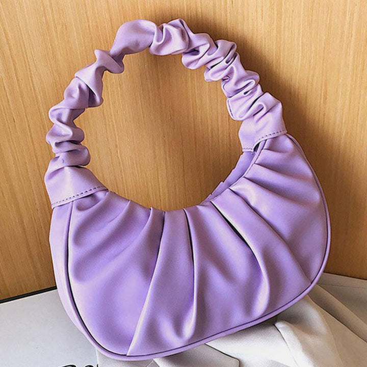 Women PU Leather Solid Color Fold Fashion Underarm Bag Shoulder Bag Handbag - Trendha