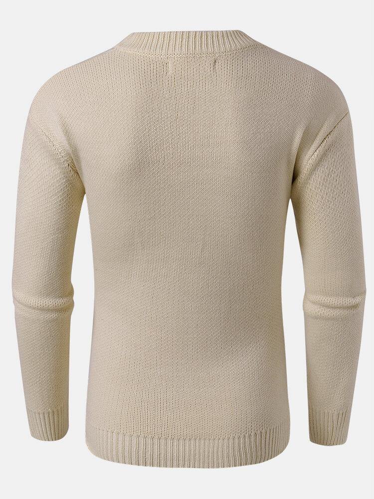 Mens Fruit Knitted Pattern Long Sleeve Casual Sweaters - Trendha