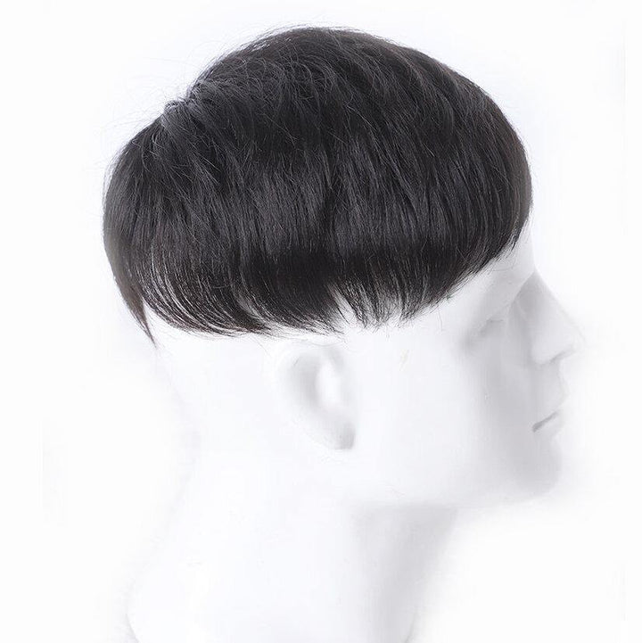Natural Black Short Men Topper Wig Real Human Hair Toupee Clip For Male Guy Daily Wear - Trendha