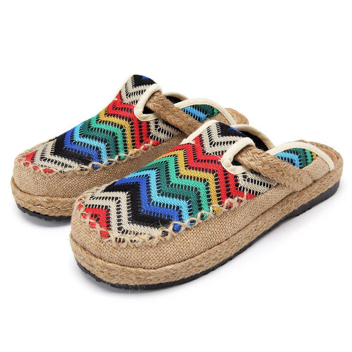 Rainbow Espadrilles Flax Backless Loafers - Trendha