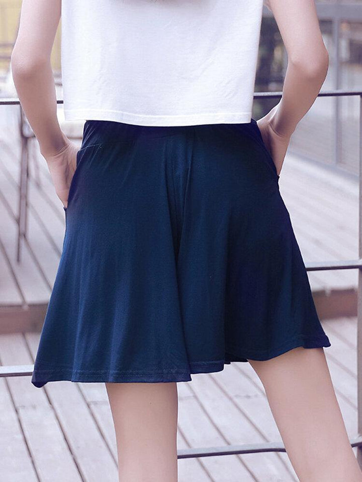 Solid Color High Waist Pocket Wide Leg Casual Shorts - Trendha