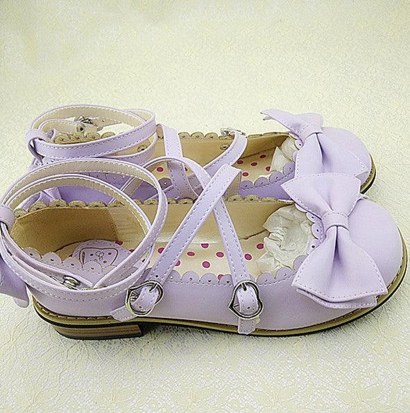 Cross Strap Bow Round Toe Girl Princess Shoes - Trendha