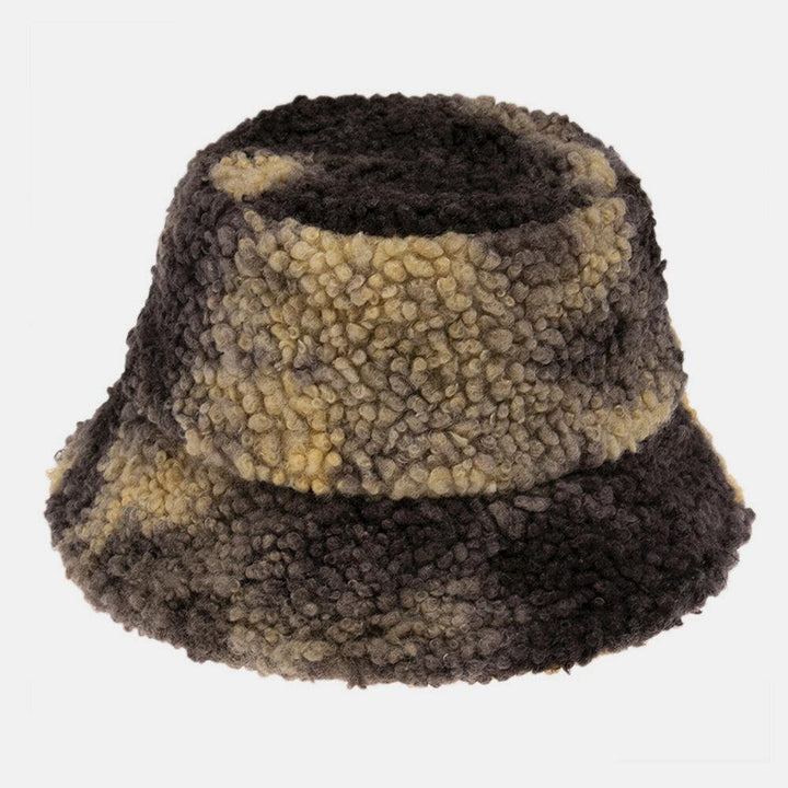 Unisex Felt Lamb Hair Tie-dye Plus Thicken Warm Windproof Soft Bucket Hat - Trendha