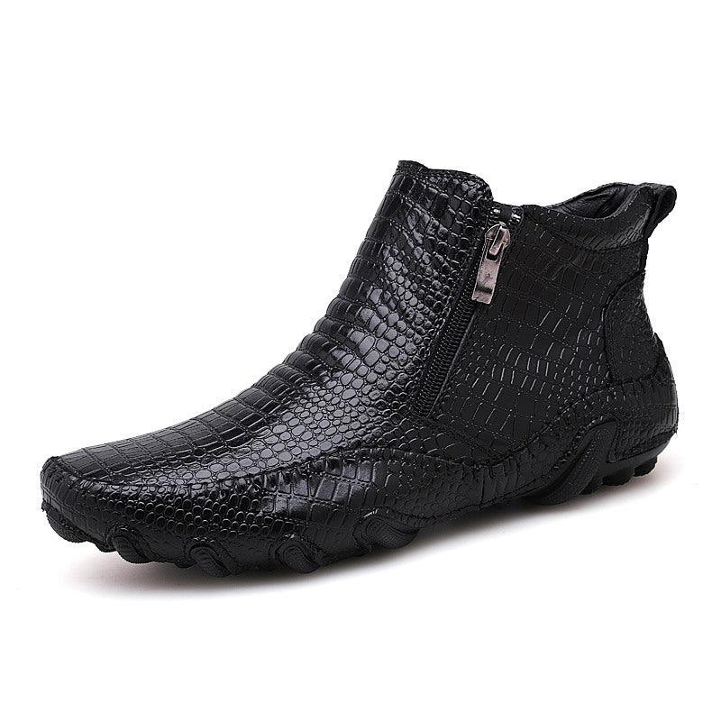 Black British style mid-cut boots - Trendha