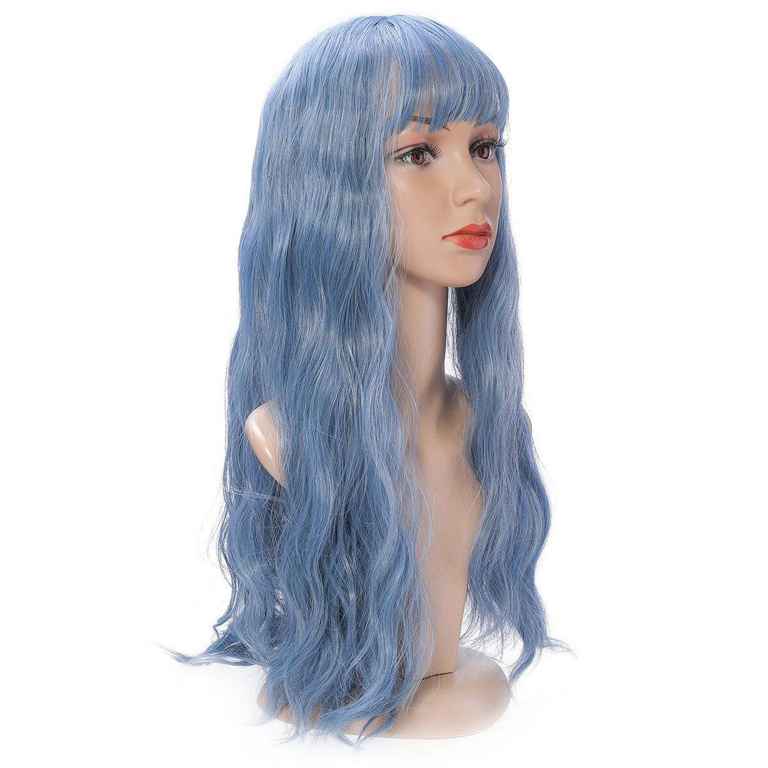 Charming Fluffy Curly Hair Wig High-Temperature Fiber Natural Long Hair Full Wigs Gray Blue - Trendha