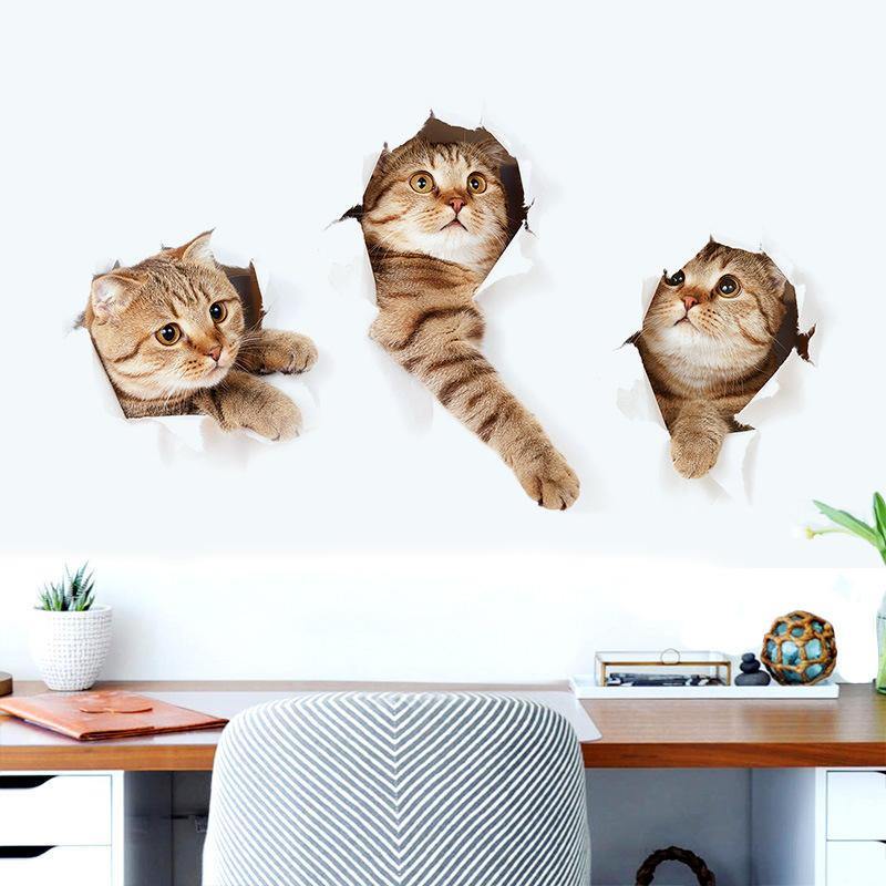 Miico 3D Creative PVC Wall Stickers Home Decor Mural Art Removable Cat Wall Decals - Trendha