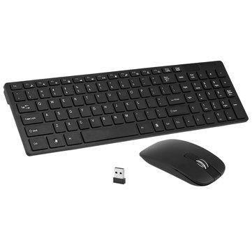 Ultra Thin 2.4GHz Wireless 101 Keys Keyboard and 1000DPI Mouse Combo Set With Keyboard Cover - Trendha