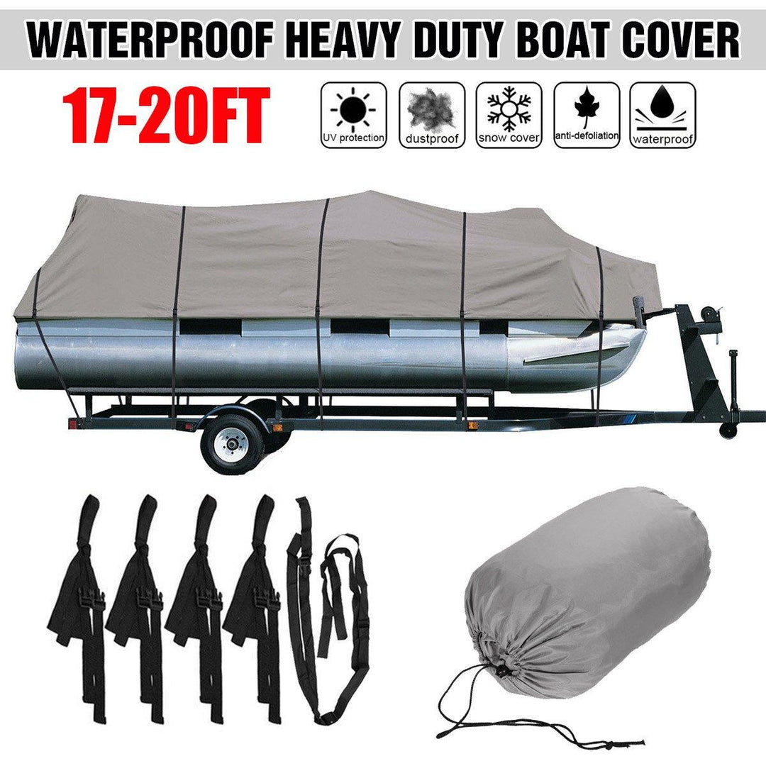 17-20Ft 21-24Ft Heavy Duty 210D Waterproof Pontoon Boat Cover Fish Ski Beam 96" - Trendha