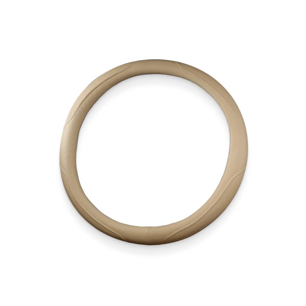Beige Polyurethane Leather Steering Wheel Wrap - Trendha