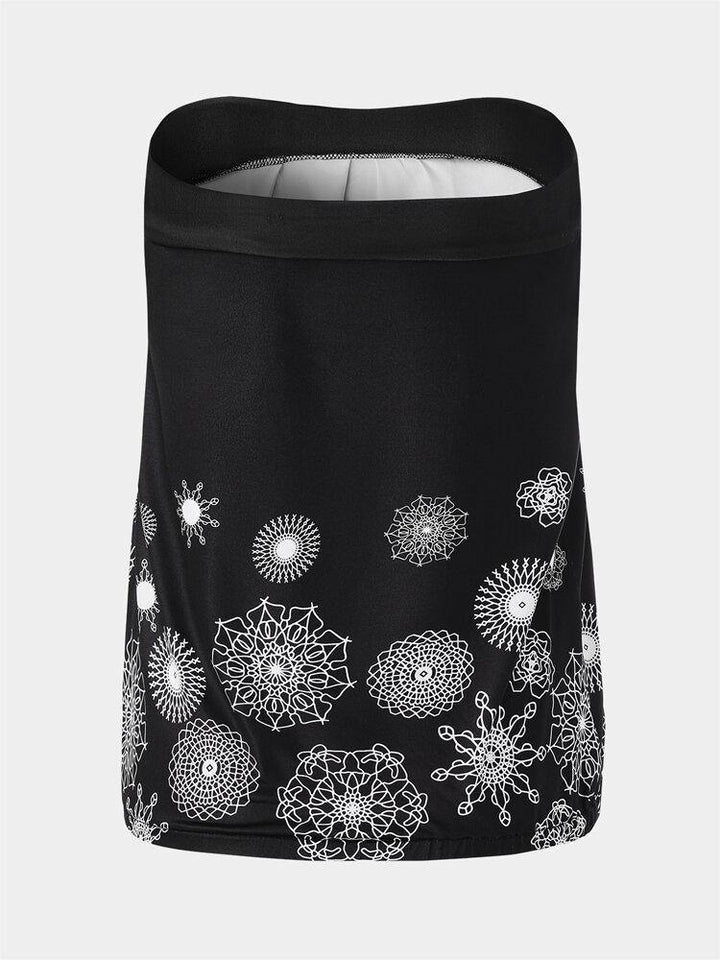 Holiday Floral Print Strapless Sleeveless Black Tube Tank Top - Trendha