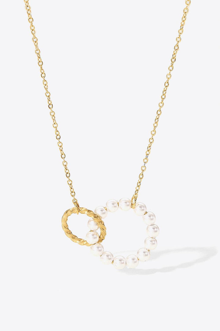 Pearl Hoop Link Pendant Necklace - Trendha