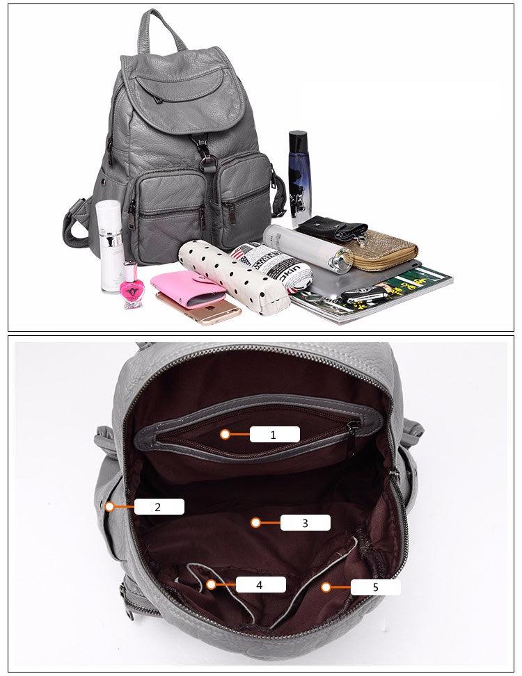 Leisure Travel Bag Fashion All-match Soft Leather Backpack - Trendha