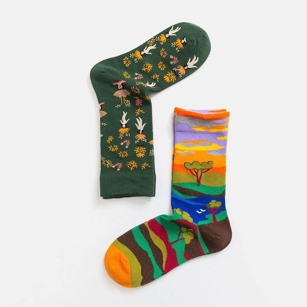 Unisex Literature And Art Colorful Patchwork Color Animal Pattern Tube Socks - Trendha