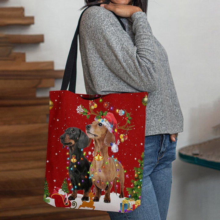 Women Felt Cute Festive Christmas Cartoon Dogs Pattern Shoulder Bag Handbag Tote - Trendha