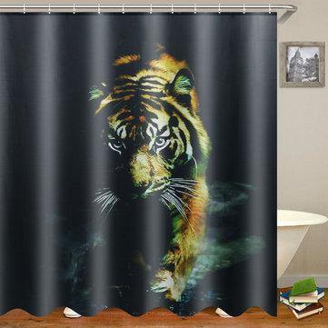 72"X 72" Wildlife Animal Nature Decor Tiger Bathroom Decor Shower Curtain with Plastic Shower Hooks - Trendha