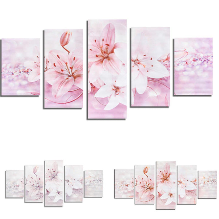 5PCS Lilies Frameless Modern Canvas Painting Mural Wall Picture Paintings Home Decoration - Trendha