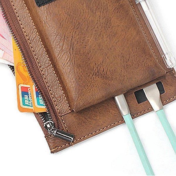 6.3 inch Battery Charger Phone Bag Double Layer Vintage PU Leather Waist Bag For Men - Trendha