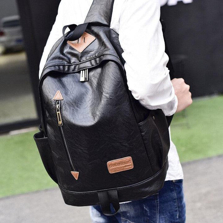 Men Faux Leather Casual Fashion 14 Inch Laptop Bag School Bag Travel Backpack - Trendha