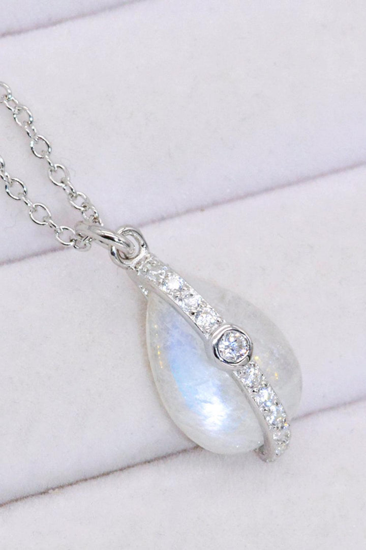 Natural Moonstone and Zircon Pendant Necklace - Trendha