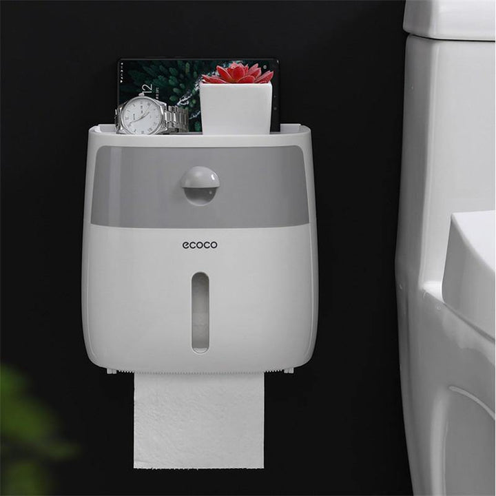 Double Layer Waterproof Wall Mount Toilet Paper Holder Shelf Toilet Paper Tray Roll Paper Tube Storage Box Tray Tissue Box - Trendha