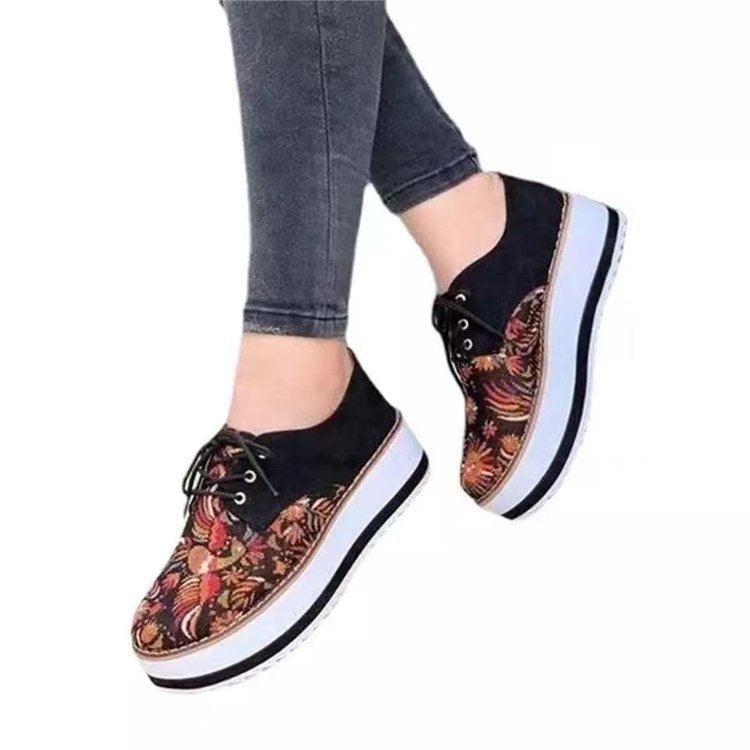Embossed PU Platform-Style Slip-On Shoes