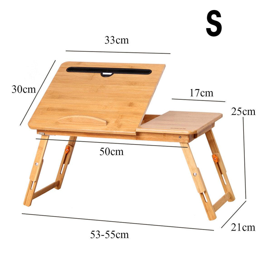 Wooden Laptop Desk Portable Folding Desk Sofa Bed Notebook Stand Study Table with Drawer + Cup Holder + Phone/Tablet Slot - Trendha
