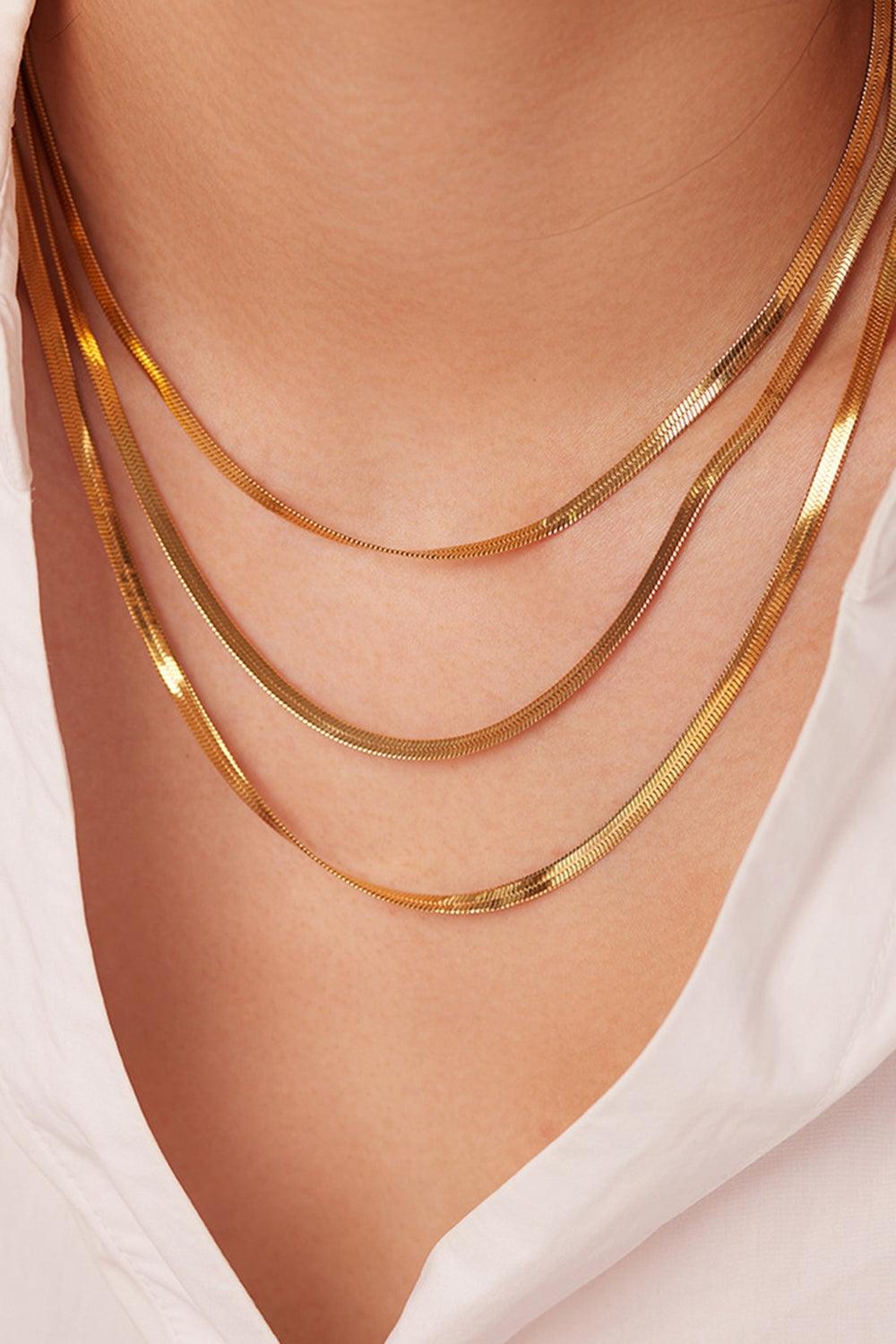 Triple-Layered Snake Chain Necklace - Trendha