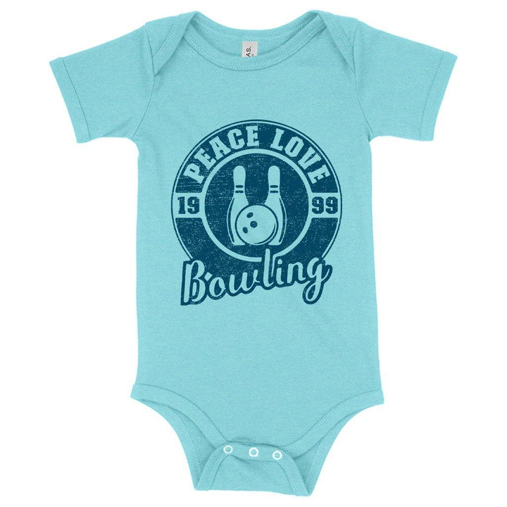Baby Peace Love Bowling Onesie - Bowling Onesie Design - Bowling Themed Onesies - Trendha