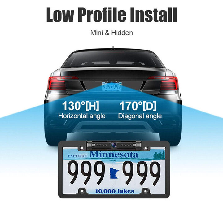 720P HD Recording American License Plate Frame IP69 Waterproof Digital Signal WiFi Wireless Reversing Backup Camera Compatible with iOS/ Android - Trendha
